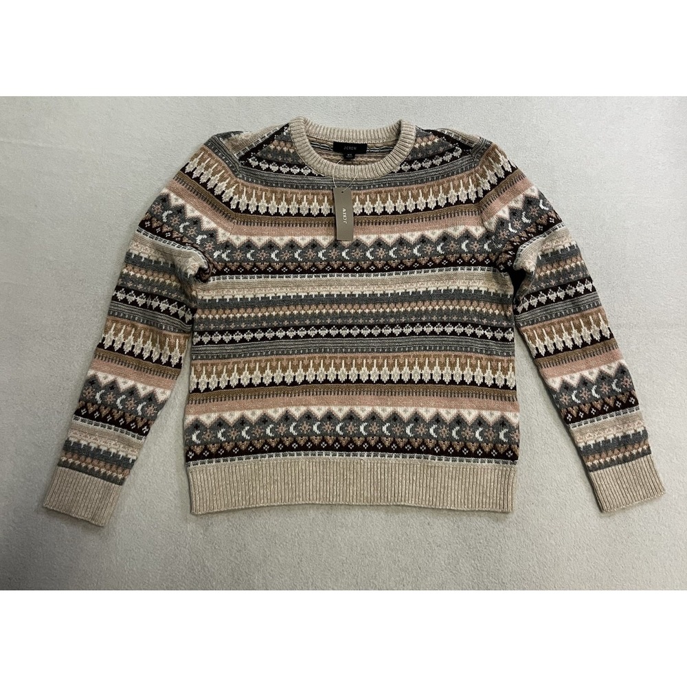 J Crew Sweater Womens Size XS Fair Isle Crop Crewneck Lambswool Blend Cozy BD415